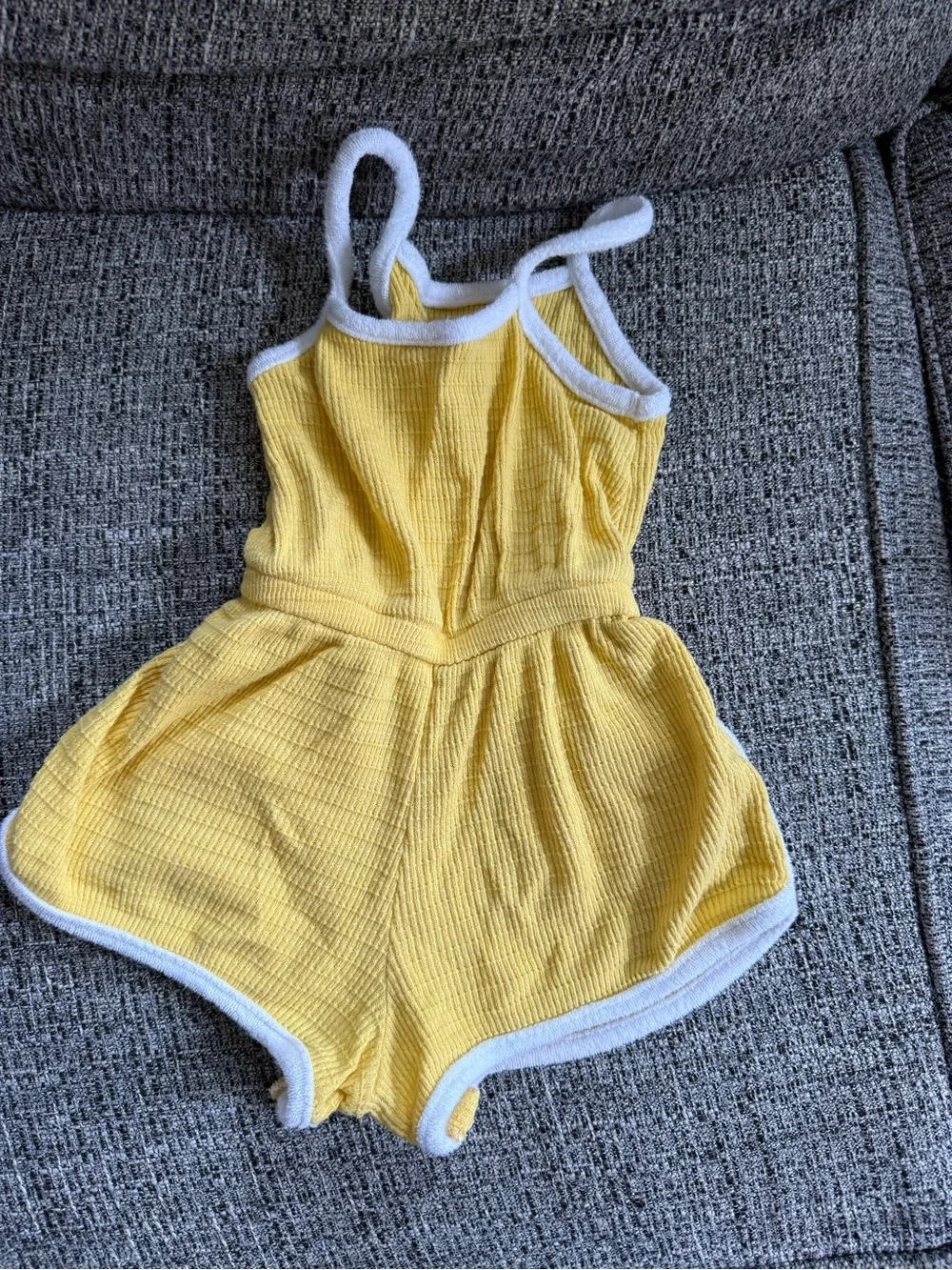 Old Navy Yellow Terry Knit Tank Romper with Contrast Trim